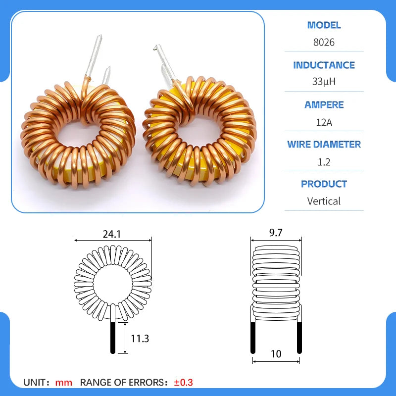 20mm 80-26 Iron powder core Toroidal inductor Wirewound inductor Iron powder core Magnetic ring inductor