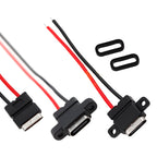 2/5/10pcs USB-C High Current Charging Socket With Rubber Ring 2Pin 4Pin Straight ear Side Ear Type C Waterproof Female Connector