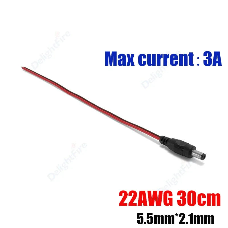 1-100pcs DC Power Pigtail Cable 5.5 2.1mm Female Male Plug 5V 12V Jack Connector Wire For CCTV Camera LED Strip Power Adapter