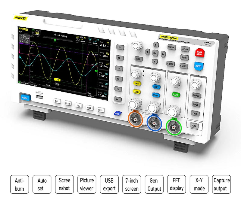 FNIRSI-1014D 1013D TC3 Oscilloscope 3-in-1 Dual Channel Input Signal Generator 100MHz * 2 Analog Bandwidth 1GSA/s Sampling Rate