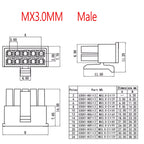 Mx3.0 3.0mm Pitch Micro-fit 3.0 Connector Housing 2*1/2/3/4/5/6/8/10/12 Pin Male + Terminal 43030 2p/3p/4p/5p 43025