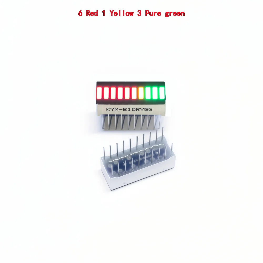 10pcs Multi-Color LED Display Bargraph Light 10 Segments Red Blue Yellow White Green Single Color Battery Level Bar Graph DIY