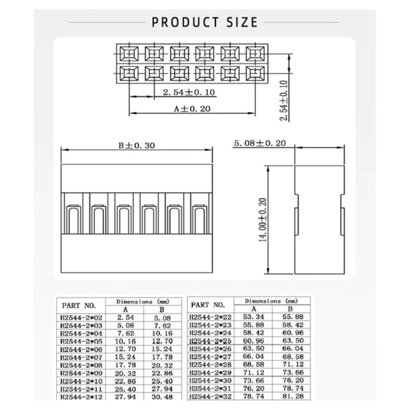 62Pcs/Lot 2.54mm Pitch Double Row DuPont Wire Connectors, Black Plastic Shell Plug Housing (2x2/3/4/5/6/7/8/9/10 Pin)