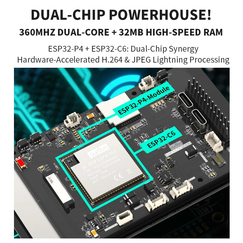 4.3-inch 480 * 800 IPS capacitive touch ESP32P4 development board ESP32-C6 development board with shell and camera