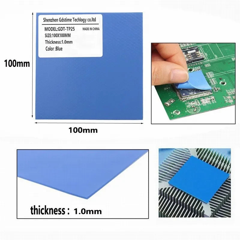 Thermal Silicone Heat Pad 100*100mm*1mm Suitable for Laptop IC GPU VGA Card