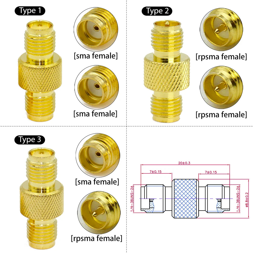 RP-SMA Female RF Adapte SMA Female to SMA Female High frequency Coax Connector Coupler RP-SMA Jack Converter