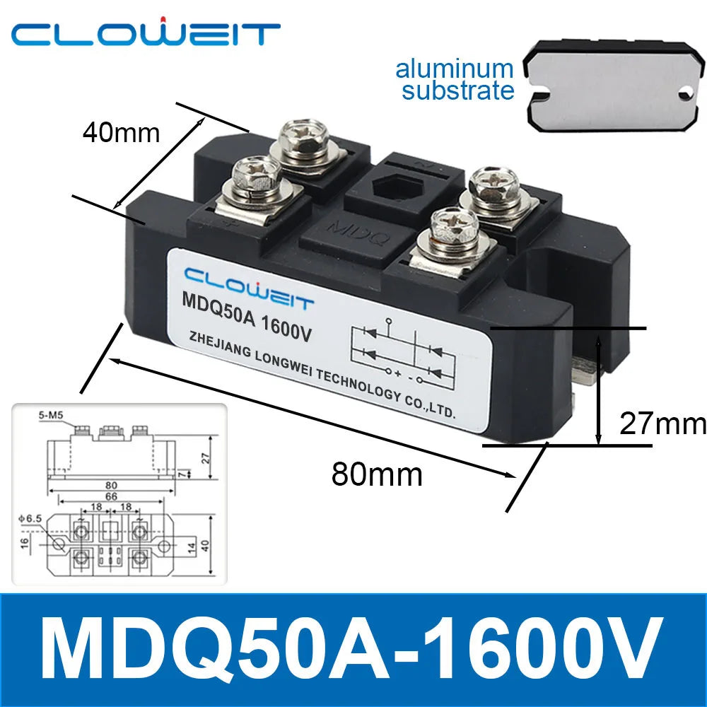 Volt Silicon Single 1 Phase Diode Metal Case Bridge Rectifier MDQ 100A Amp 1600V Single Phase Rectifier Bridge Module