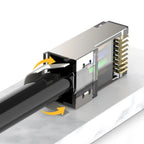 5/10Pcs RJ45 Pass Through Connectors, Cat8/Cat7/Cat6A Shielded Modular Plug, 50UM Gold Plated 8P8C Ethernet Connector