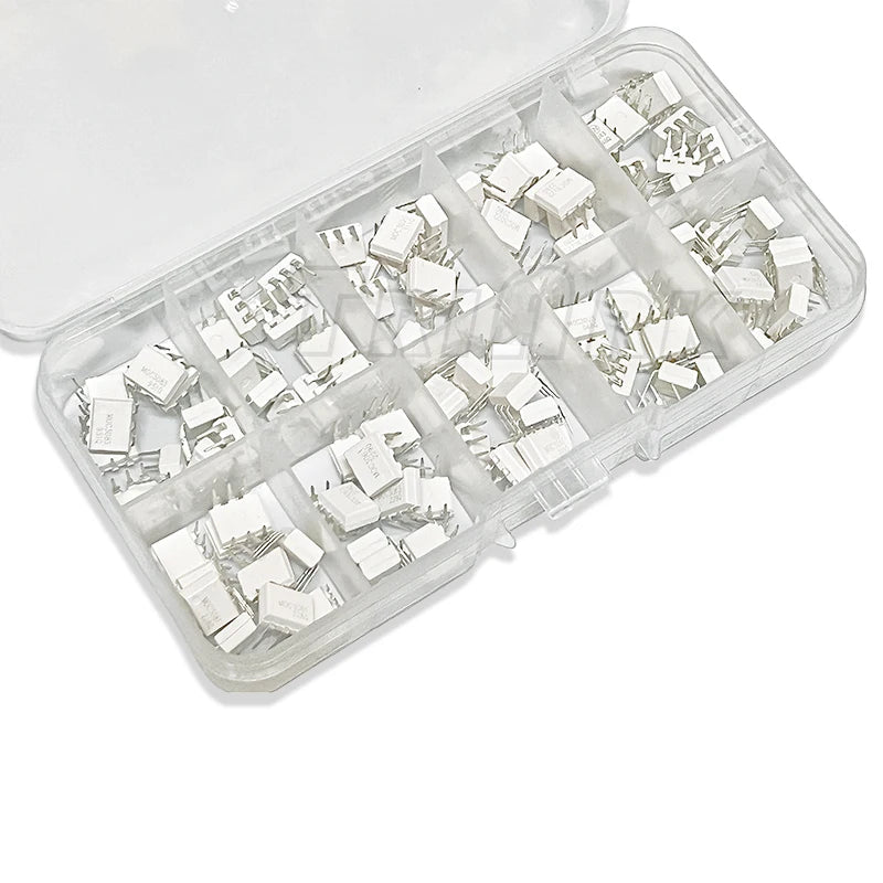 50PCS/Set Integrated Circuit DIP Optocoupler KIT 4N25 4n26 4N27 4N28 4N33 4N29 4N30 4N31 4N32 4n35 IC Combination kit box