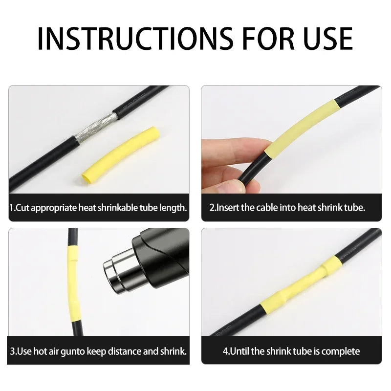 1~10m 2:1 Heat Shrink Heat Shrink Tube Yellow Diameter 0.6~80mm Wire Cable Repair Wrap Sleeving DIY Waterproof Polyolefin Tubing