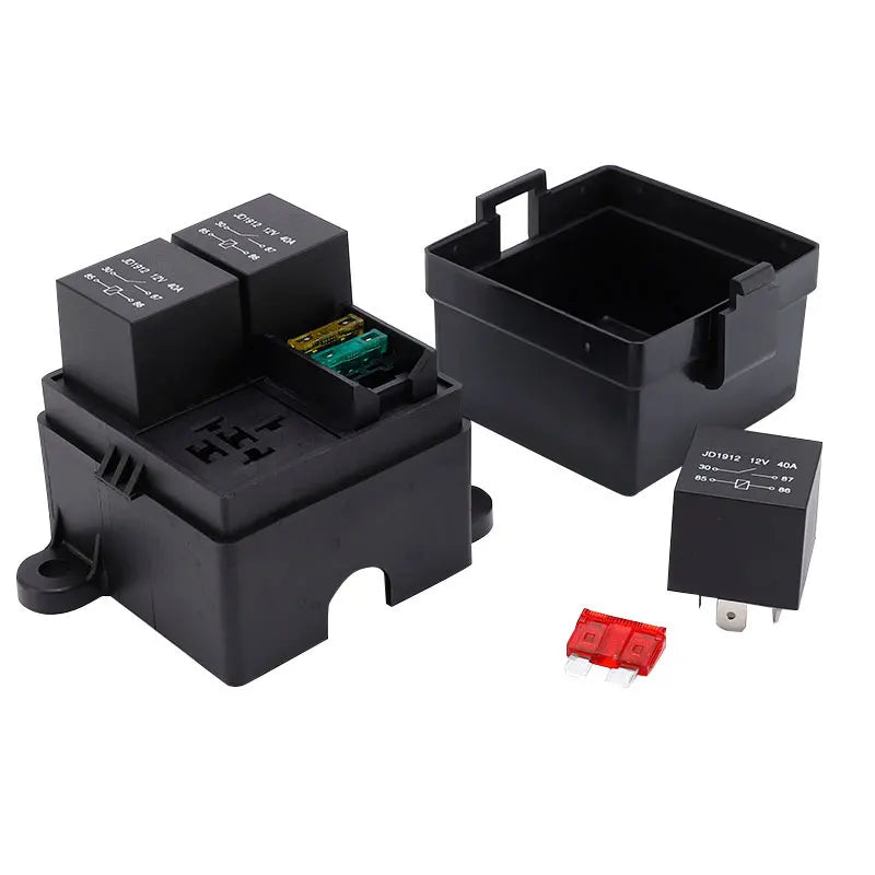 12V/24V 40A 4/5 Pin 3-Way Fuse Relay Box, 3 Relay Holder Standard ATO Fuse Block with Free Assembly for Car Motorcycle