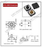 20 Pcs Tactile Pushbutton Switch 12*12*7.3MM Micro Switch Pushbutton A14 A24 Pushbutton Cover 12x12x7.3MM Square Head Pushbutton
