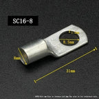 SC Type Wire Nose Terminal SC6 SC10 SC16 SC25 SC35 Bare Copper Battery Block Lugs Hole ID6/8/10/12mm Crimp Wire Connector
