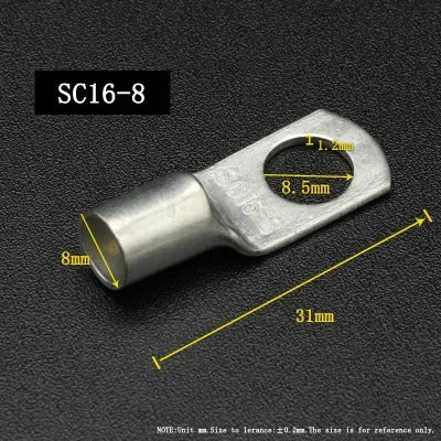 SC Type Wire Nose Terminal SC6 SC10 SC16 SC25 SC35 Bare Copper Battery Block Lugs Hole ID6/8/10/12mm Crimp Wire Connector