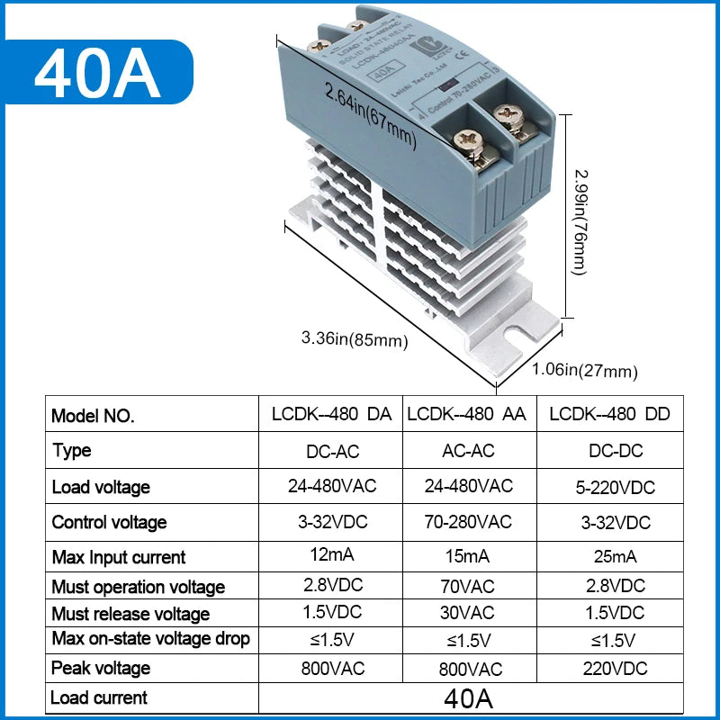 SSR Solid State Relay DIN Rail Relay With Heatsink 10A 25A 40A 60A 80A 100A 120A DC - AC DC - DC AC - AC Single Phase Control