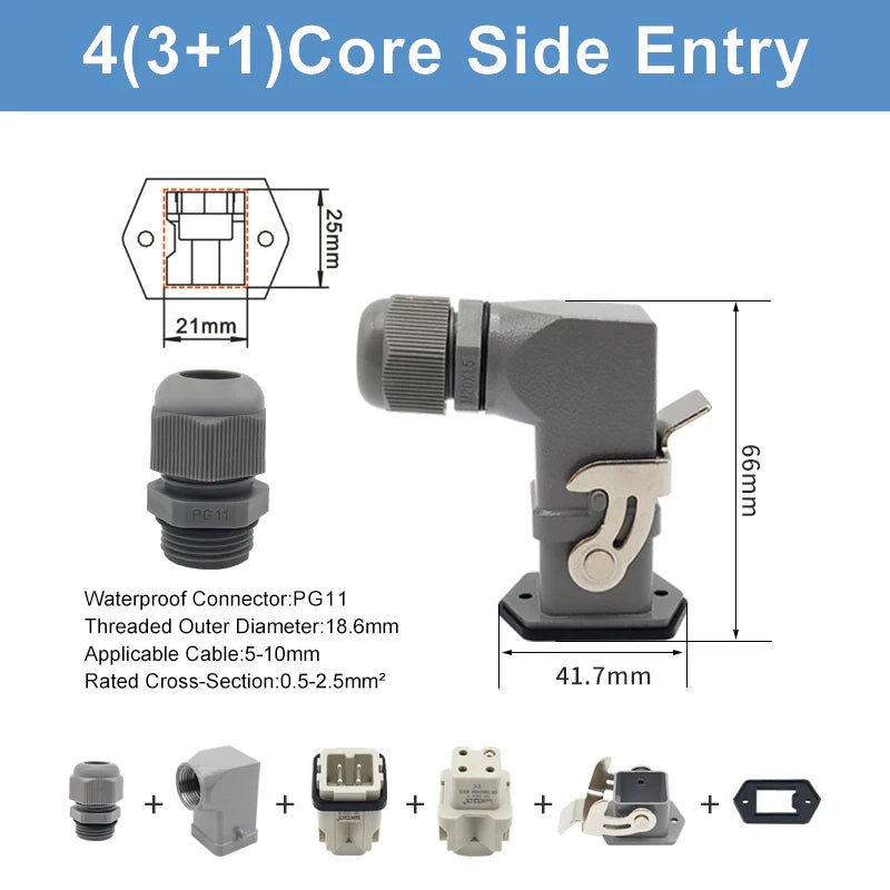 HA Heavy Duty Connector Kit 4/5/6/8 Core Pins Male&Female Insert Plug HDC-HA Rectangular Waterproof Industrial Aviation Socket