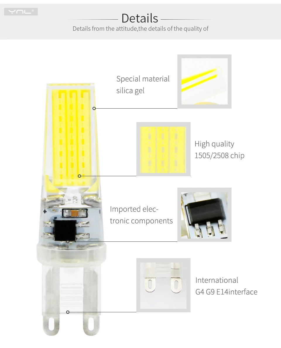 G4 LED COB Lamp E14 G9 12V 220V Dimmable 6W 9W COB LED Bulb Lampada LED Lighting Replace Halogen Spotlight Chandelier LED Lamp