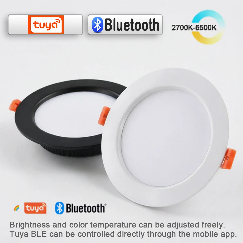 Tuya Smart Ultra-thin Embedded LED Downlight Bluetooth Zigbee Matter 3CCT Dimmable AC110V 220V Ceiling Lamp Indoor Lighting