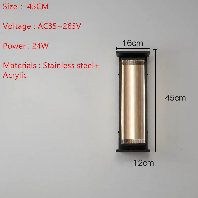 Modern Minimalist Stainless Steel LED WALL Light Outdoor Waterproof IP65 AC85~265V Porch Lamp For Courtyard street Decoration