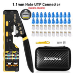 ZoeRax RJ45 Network Tool Kit with CAT6 Crimper Tool,20Pcs CAT6 CAT5 Connectors and Plug Covers,Mini Wire stripper,Blades,