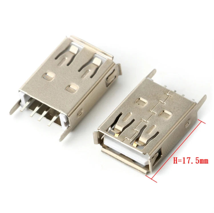 10Pcs USB 2.0 4Pin A Type Female Socket Connector G54 2 Feet 90/180 Degree Data Transmission Charging USB Connector