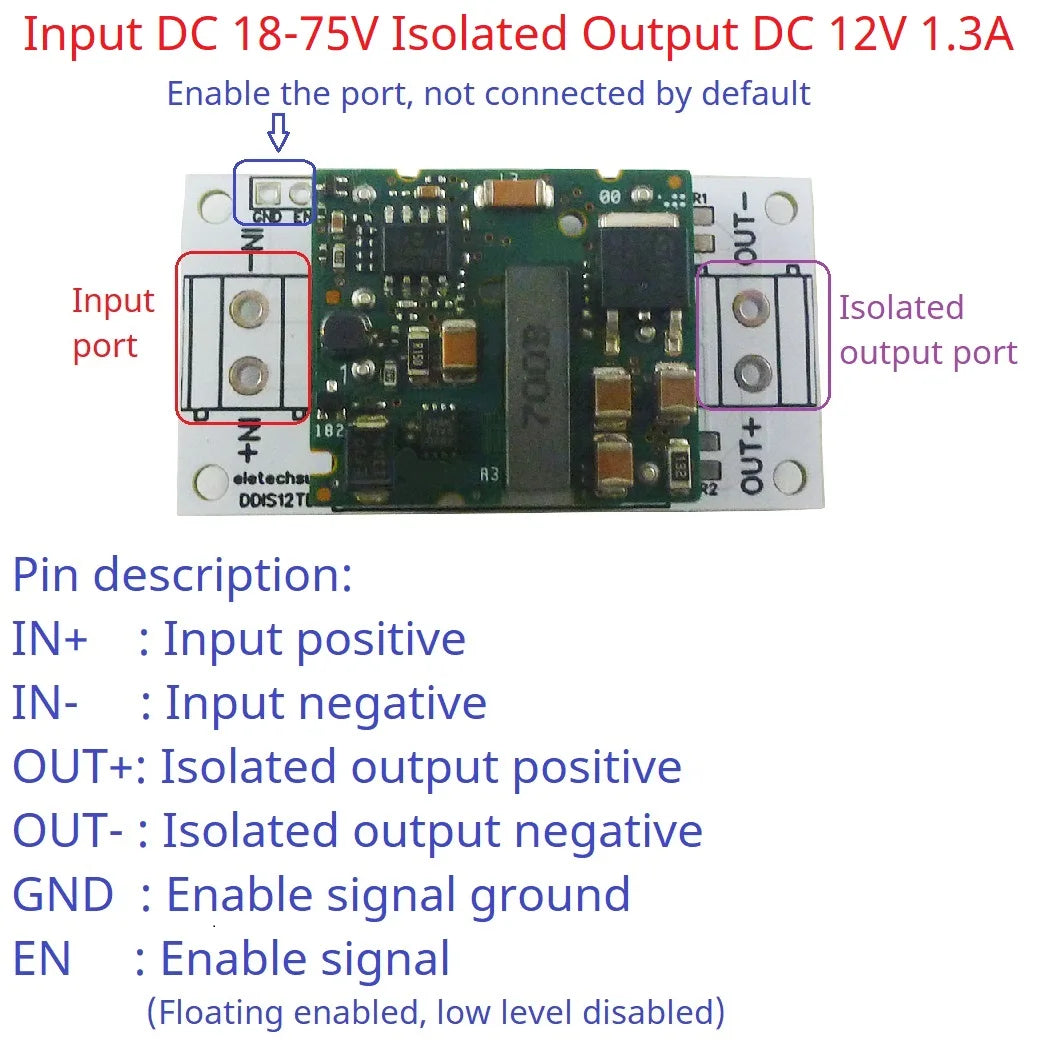 High Voltage Isolated DC 24V 36V 48V 60V 72V TO 12V DC-DC Buck Converter Voltage Stabilizing Module Power Isolation Protection