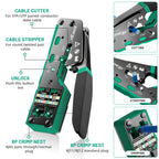 ZOERAX RJ45 CAT6 CAT5E Pass Through Crimp Tool Network Crimping Tool For Cat5 Cat5e Cat6 8P8C Connector with Spare blade