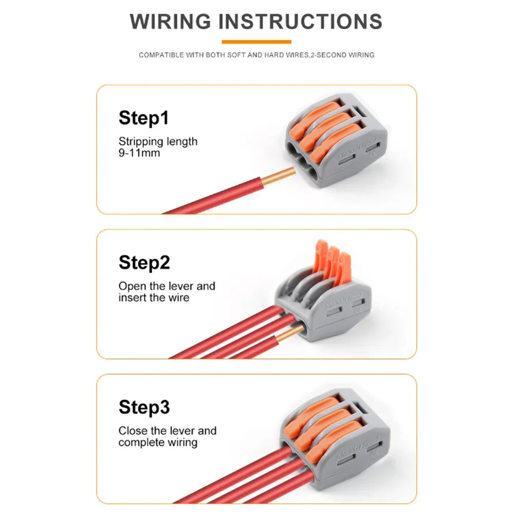 10/50/100PCS Push-in Electrical Wire Terminal Block Connector Fast Universal Lever Wire C Docking Electrical Connection 32A 250V