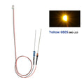 Evemodel 10pcs Pre-wired 0402 0603 0805 SMD LED Lights 50cm Wire with Resistor for 12V AC DC Bright Warm Red Blue Green Yellow