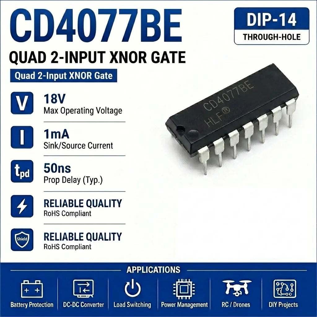 (10 pcs) CD4077BE DIP-14 CD4077 XNOR Gate Quad 2-Input CMOS 3V-18V