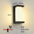 LED Outdoor Wall Lamp Waterproof IP65 Radar Sensor Ligthing Surface Mounted Porch Lights Balcony Garden 12W 18W 30W Sconce