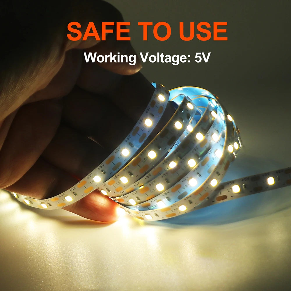 5V USB LED Strip Light 2835 Dimmable Touch Switch 60Led Backlight TV Flexible Tape Under Cabinet Light Night Lamp Warm White Red