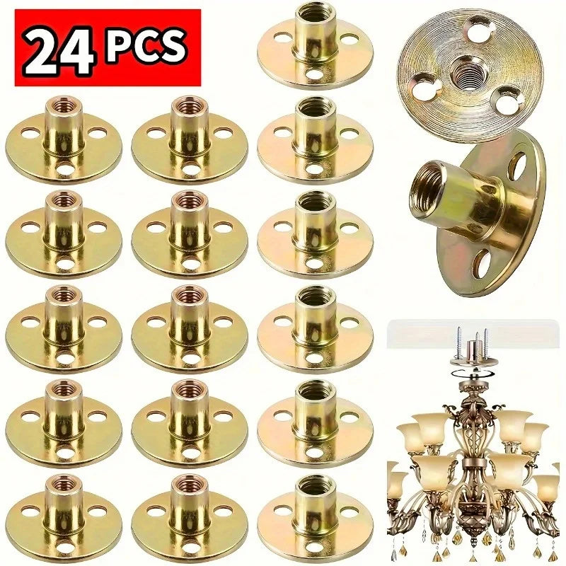 Iron Plate Nut Three-hole Flange Nuts M6 M8 M10 Coupling Thread Furniture Fastener Lock Sofa Furniture Accessory Fastener T Nuts