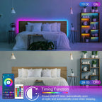 LED Strip Lights, RGB Color Changing Led Strip Lighting with 24-Key Remote and  APP Control, Music Sync Lights