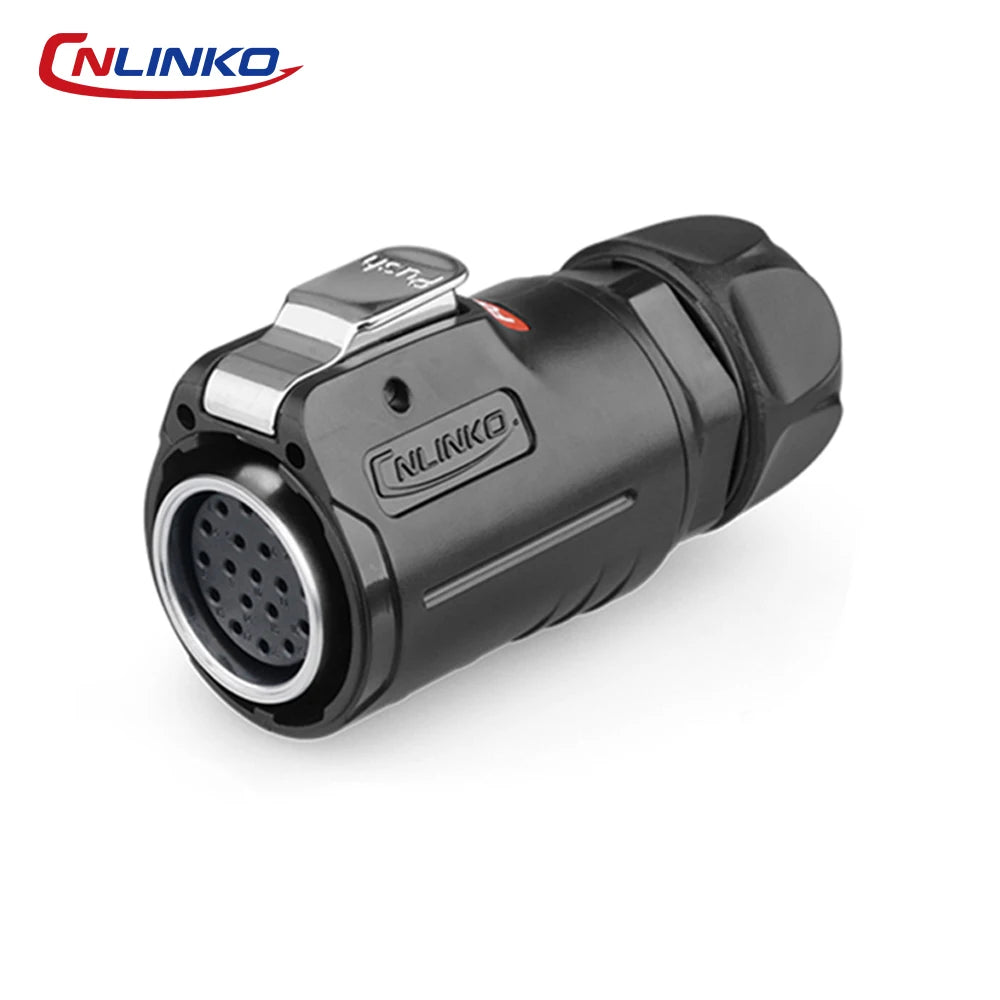 CNLINKO M24 PBT Waterproof Circular Solder Type Connector Female Plug+Male Mating Socket for Industrial Signal & Power Systems