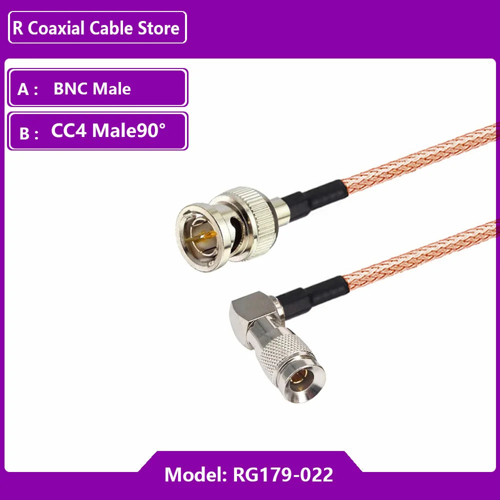 HD SDI RG179 Pigtail 75 Ohm Cable BNC Male to Mini DIN 1.0/2.3 CC4 Male Straight 90Degree Adapter Black Magic Hyper Deck Shuttle