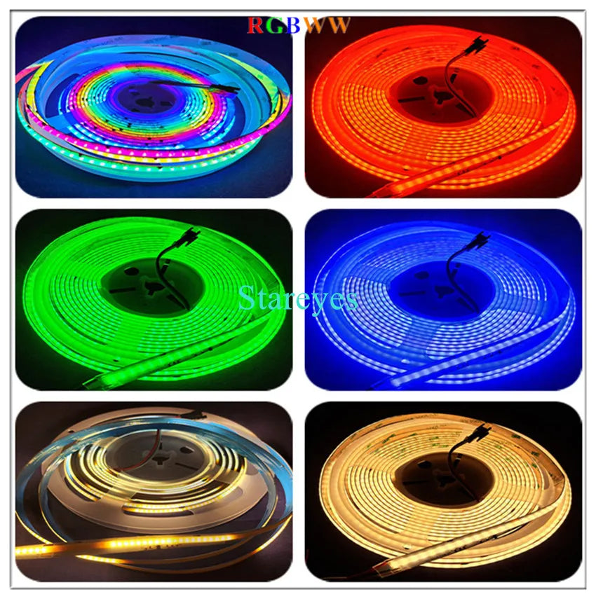 COB SPI LED Strip Light 24V 5m Addressable Pixels White CCT RGB RGBW RGBCCT WS2811 WS2814 Digital IC FCOB Magic Color Tape Rope