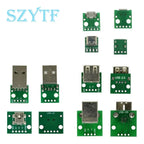 10PCS MICRO MINI5P type-c USB To Dip Female B-type Square Interface Printer Mike PCB Converter Adapter Breakout Board
