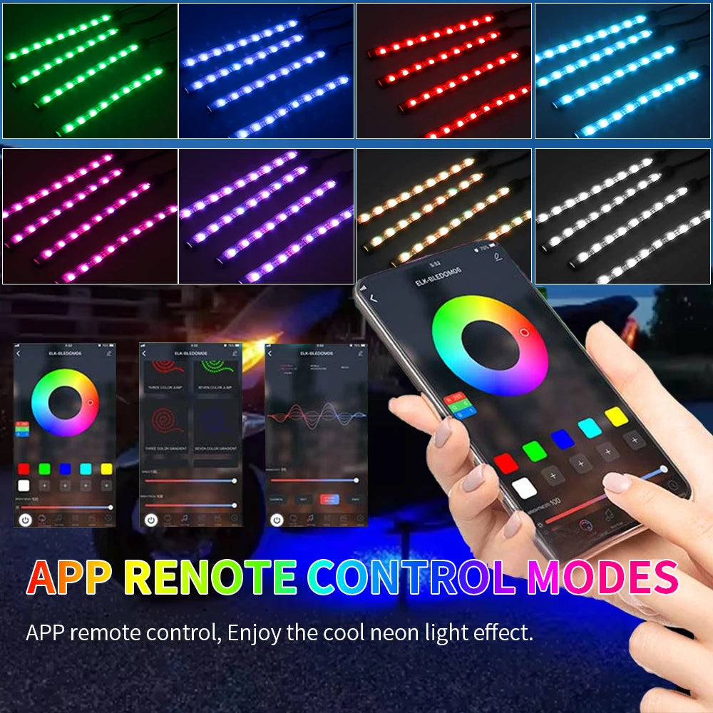 Led Motorcycle Atmosphere Light Decorative Ambient Light Strip Neon Lamp Flexible RGB APP 12V For Harley Yamaha Kawasaki Suzuki