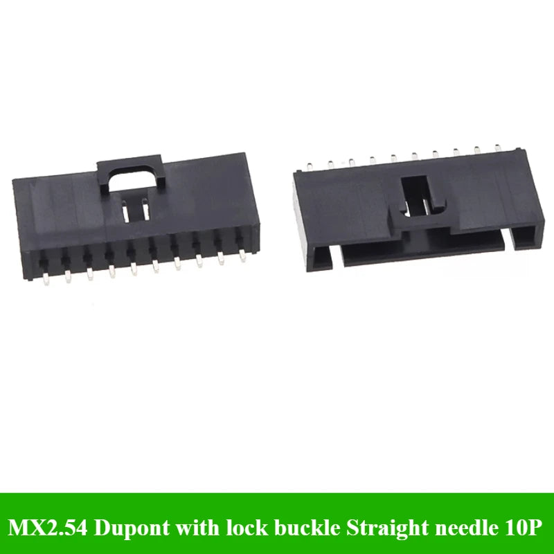 MX2.54 TJC8 Dupont Connector 2/3/4/5/6/7/8/9/10Pin With Lock Buckle Single Row 2.54mm Right Angle Straight/Curved Needle