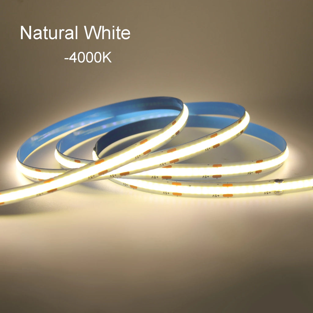 Super Bright USB DC5V COB Led Light Strip 320LED/m High Density Flexible Linear Lighting Warm/Natural/White 50cm 1m 2m 3m 4m 5m