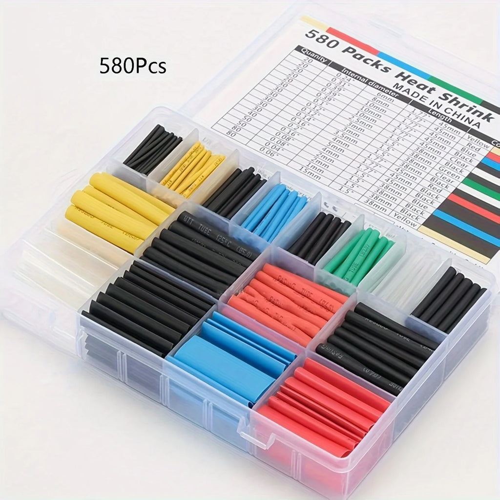 127-750pcs Multi size heat shrink tubing kit - universal, 2:1 shrink, high temperature resistant, insulated tubing with box