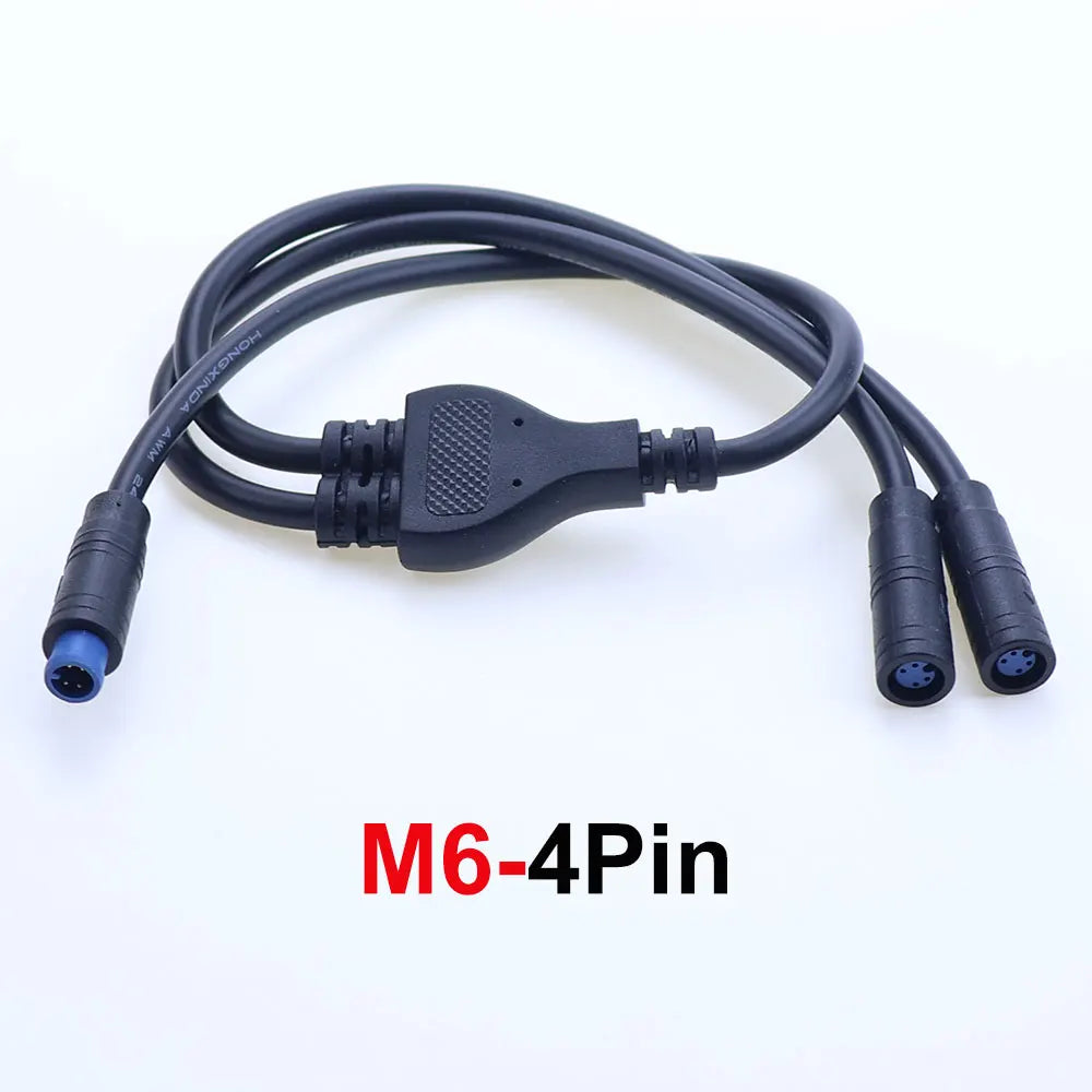 M6 M8 1 Male To 2 Female 2/3/4/5/6 Pin Ebike Splitter Sensor Connector Plug Electric Bicycle Butt Waterproof Cable Joint 40CM