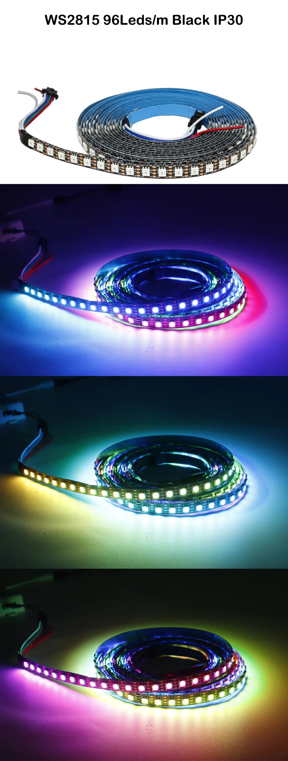 DC12V WS2815 5050 Smart RGB Pixels LED Strip DC5V WS2812B Individually Addressable IC 30/60/74/96/144/Leds/M WS2812 Tape Light