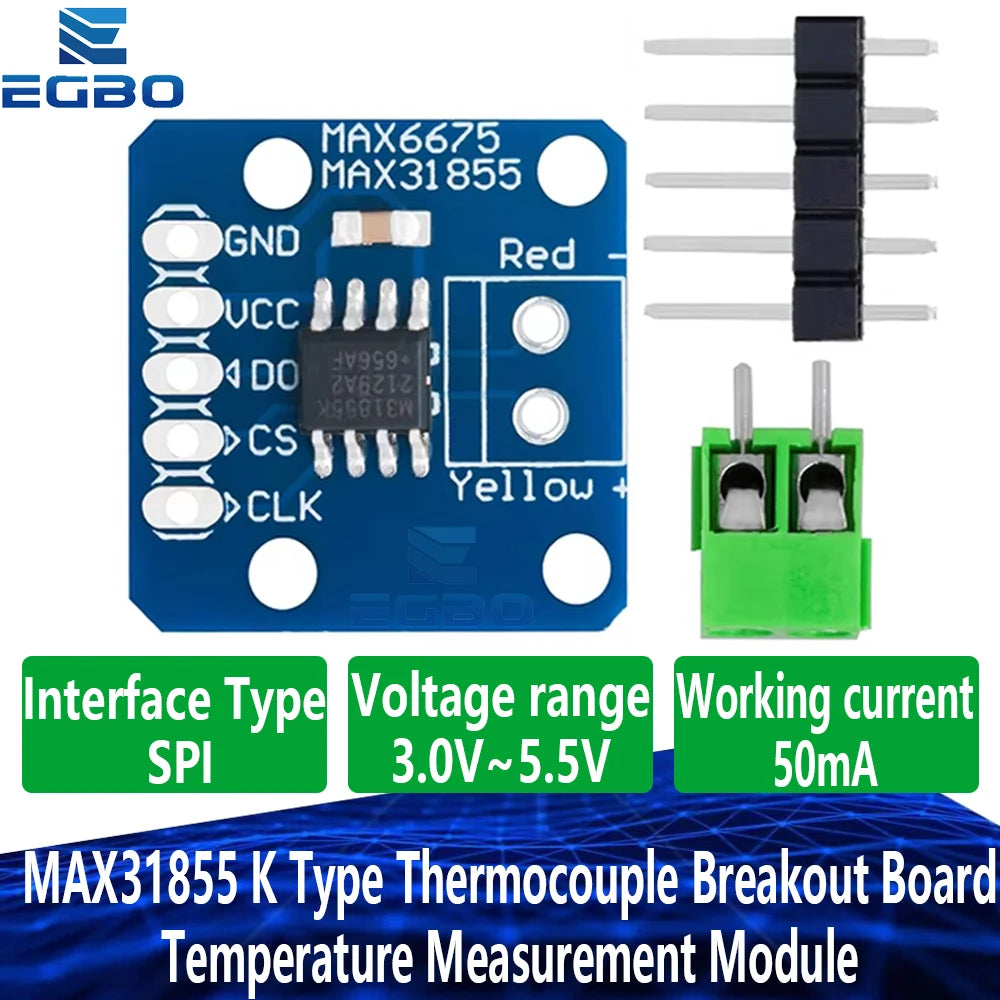 1~10PCS MAX31855  MAX6675 K Type Thermocouple Breakout Board Temperature Measurement Module 3V-5V For Arduino