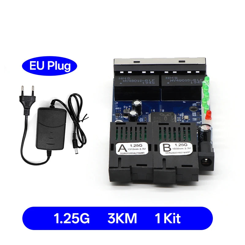 2F4E Gigabit Fiber Media Converter Board 2 SC 4 RJ45 10/100/1000Mbps BIDI 3km for CCTV FTTH **Industrial Automation & Control