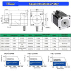 Nema23 57mm Brushless BLDC Motor 65W 69W 130W 188W DC 24V AC 220V 8mm Shaft Hall Sensor Motor 3000RPM 0.6Nm For CNC