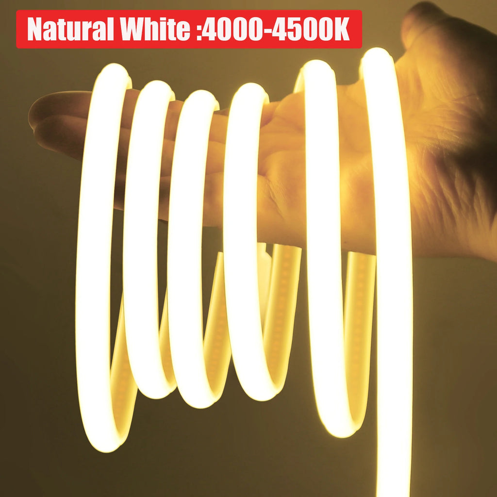 Dimmerable 220V COB Strip Red/Ice Blue/Pink/Yellow/Green/Pink/White 3000K 4000K 6000K Waterproof Flexible Ribbon LED Neon Light