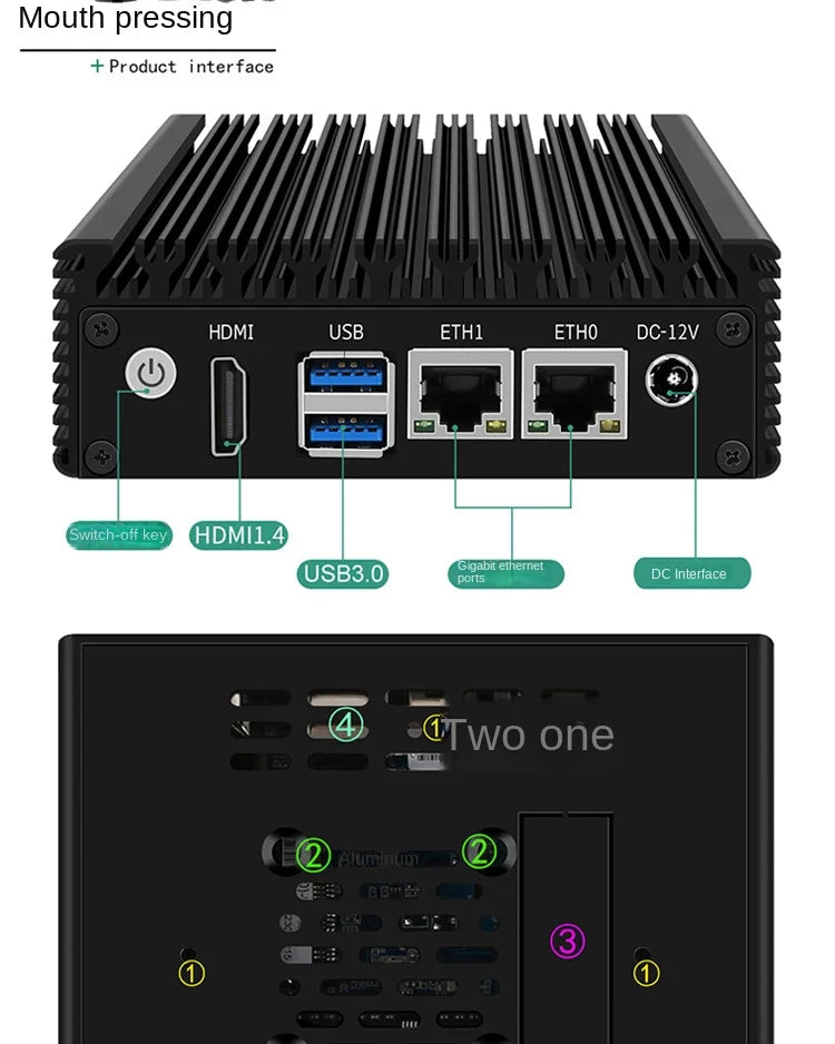 CPU Intel N3700 mini host 6W low power consumption X86-P1 soft routing quad core quad thread