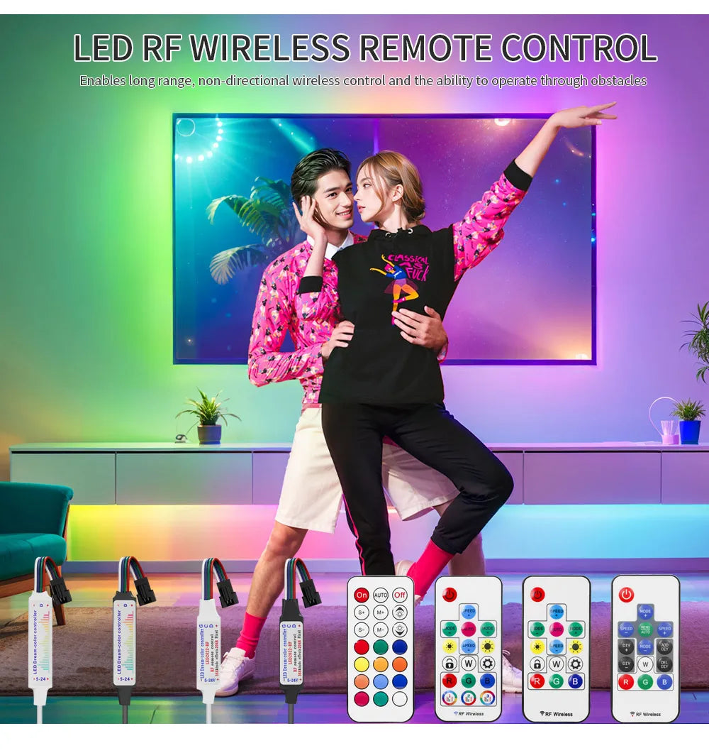 WS2811 WS2812B WS2813 WS2815 LED Pixels Strip Light Controller 3/4PIN USB/DC RF 14/17/21Keys LED Tape Remote Controller DC5-24V